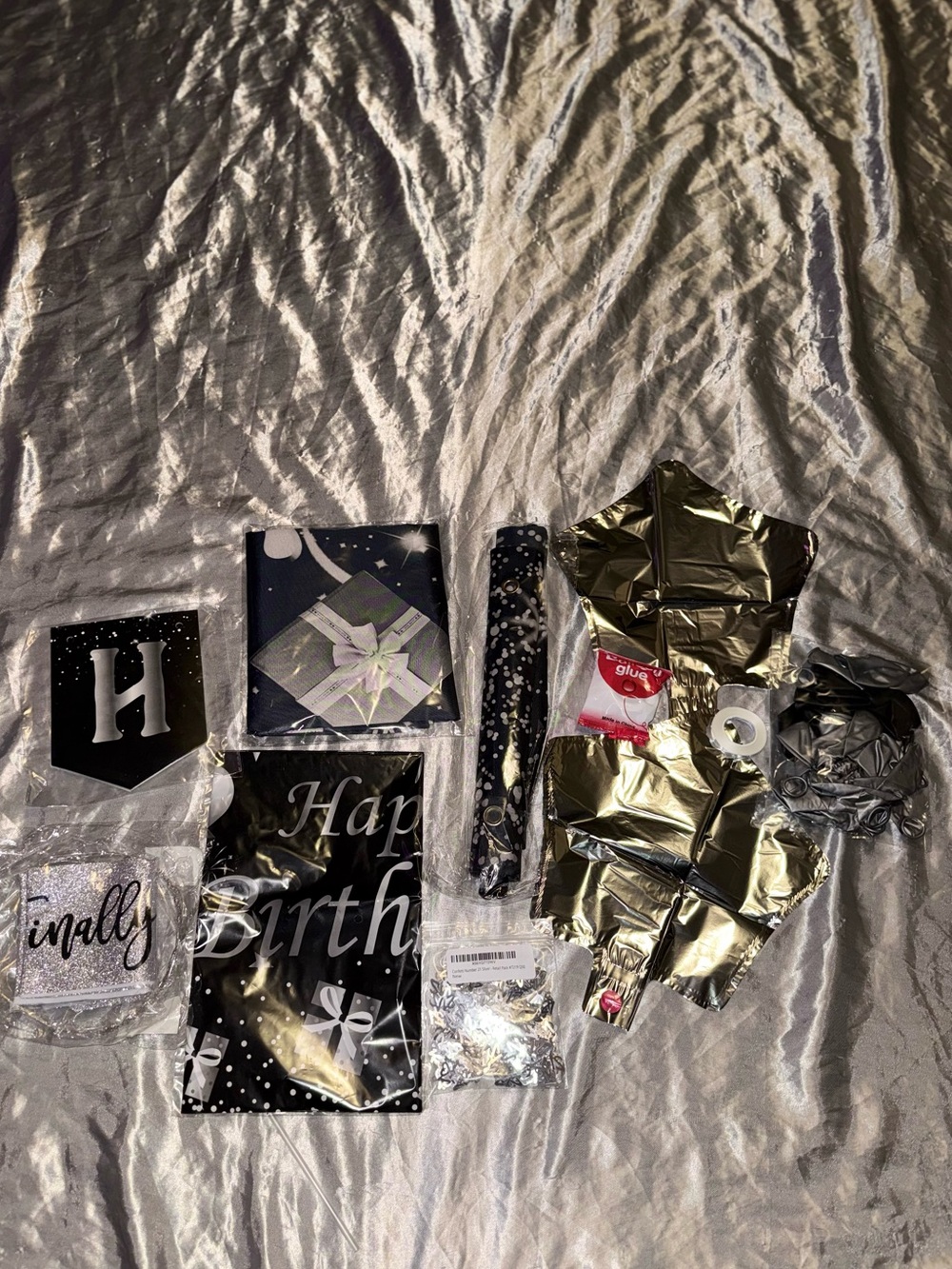 Birthday Party Decoration Kit - Black & silver